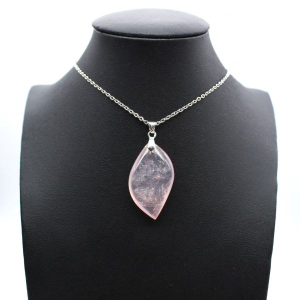 Rose Quartz Leaf Pendant