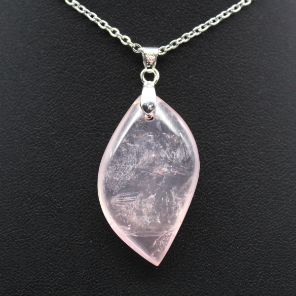 Rose Quartz Leaf Pendant