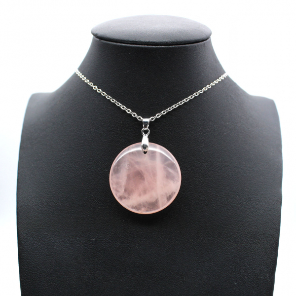 Round rose quartz pendant