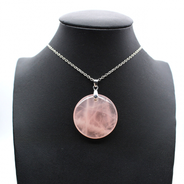 Round rose quartz pendant