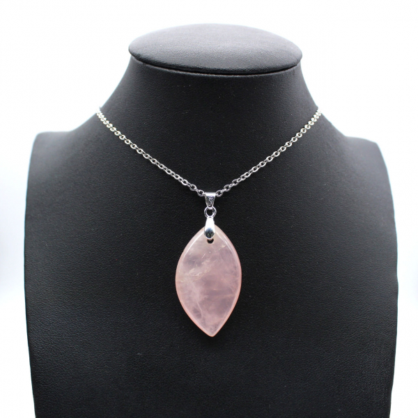 Rose Quartz Leaf Pendant