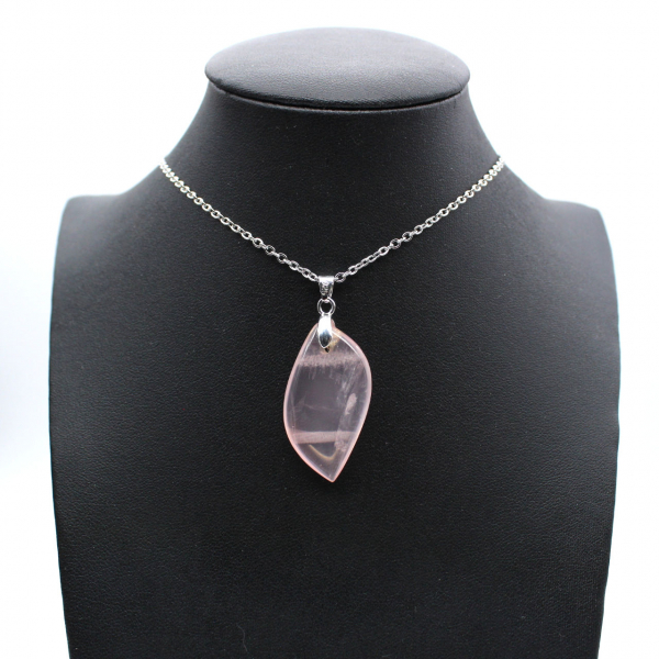 Rose Quartz Leaf Pendant