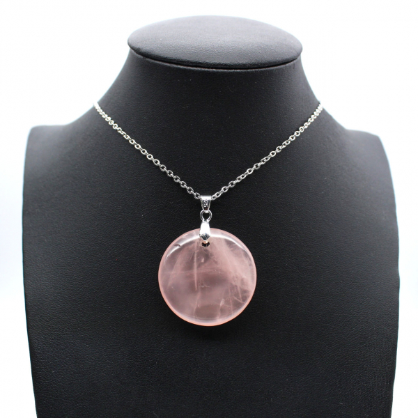 Round rose quartz pendant