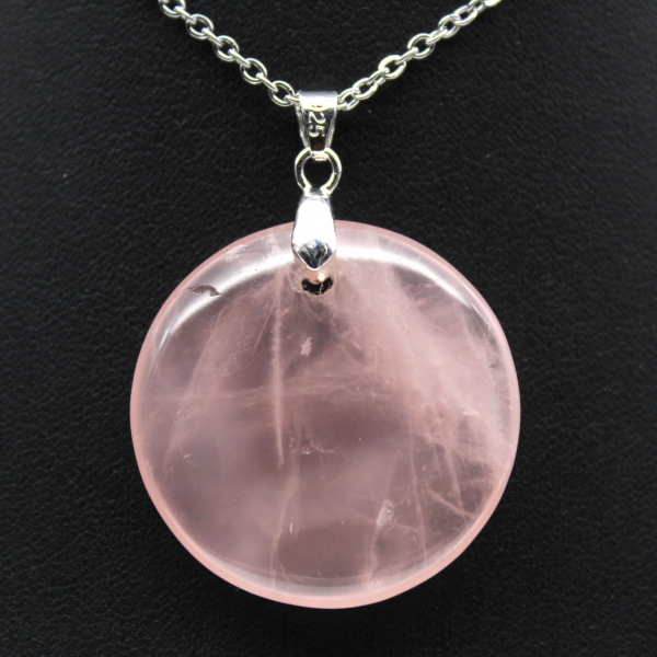 Round rose quartz pendant