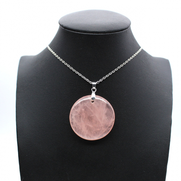 Round rose quartz pendant