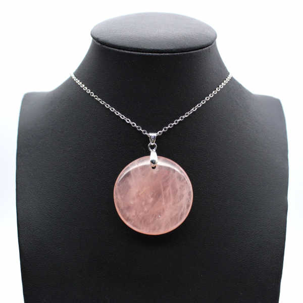 Round rose quartz pendant