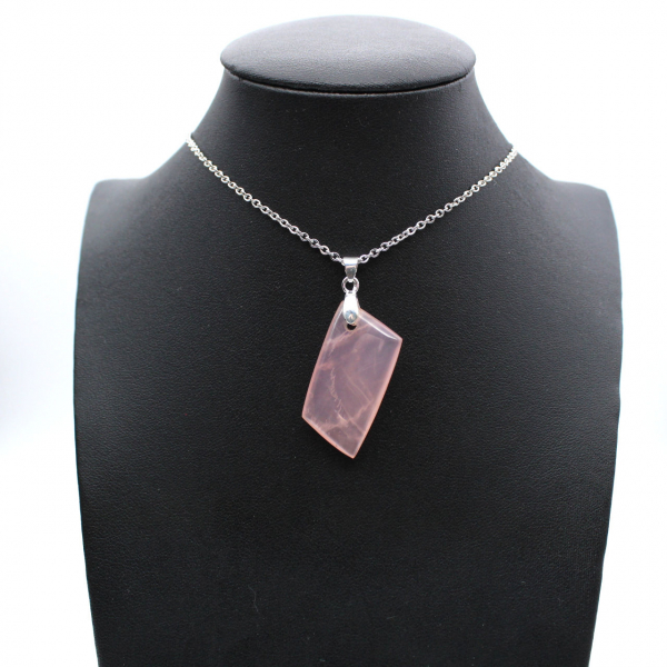 Rose quartz rectangle pendant