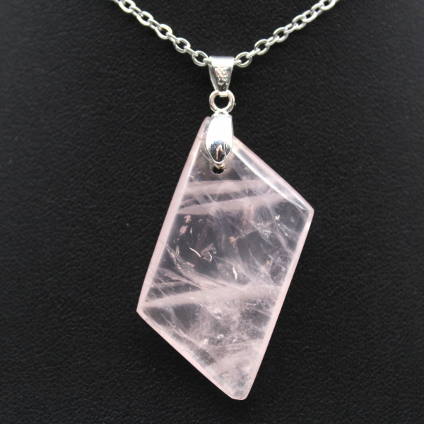 Rose quartz rectangle pendant