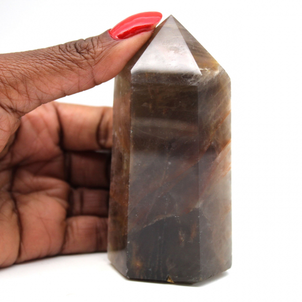 Polished black moonstone prism