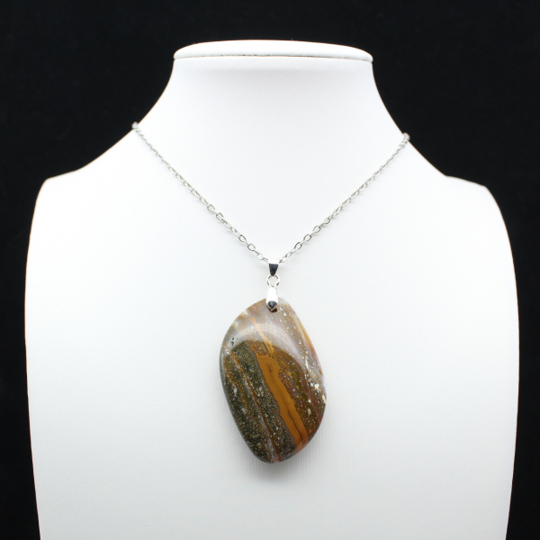 Orbicular Jasper Flame Pendant