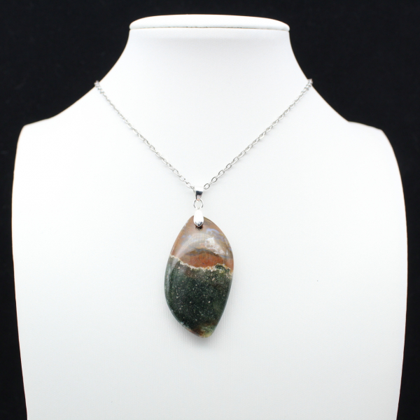 Orbicular Jasper Flame Pendant