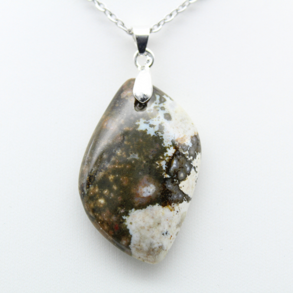 Orbicular Jasper Flame Pendant