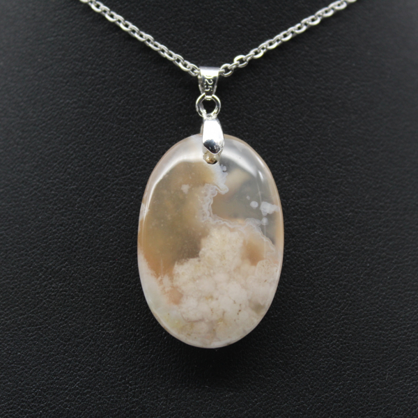 Oval Flower Agate Pendant