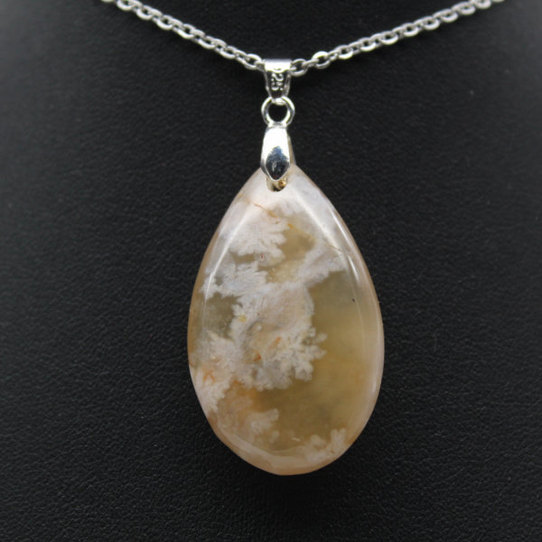 Teardrop Flower Agate Pendant