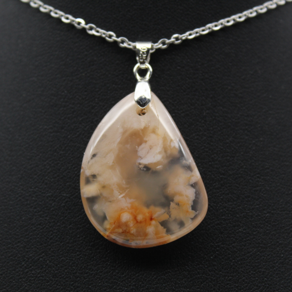 Teardrop Flower Agate Pendant