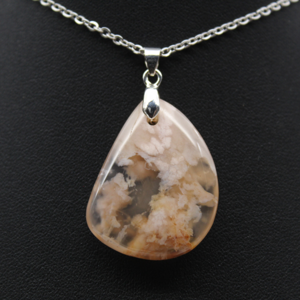 Teardrop Flower Agate Pendant