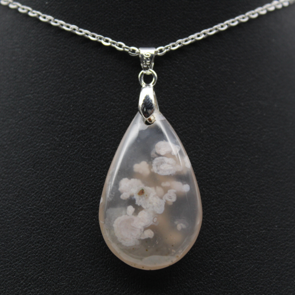 Teardrop Flower Agate Pendant