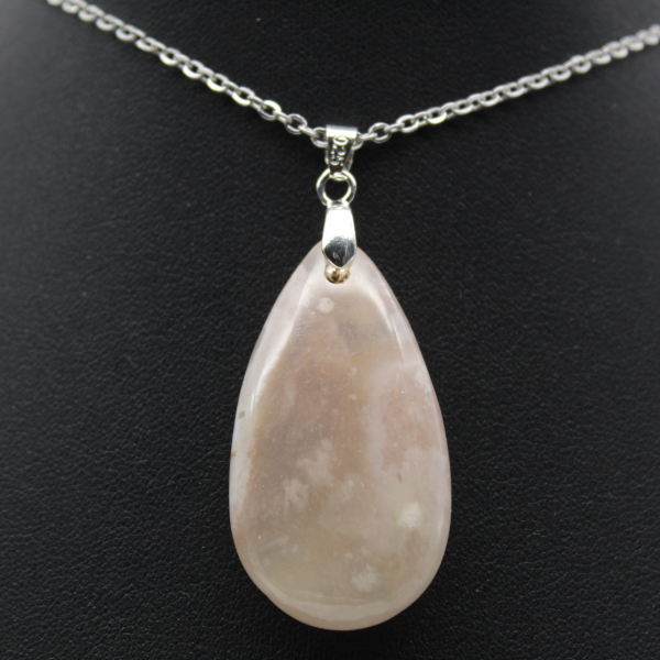 Teardrop Flower Agate Pendant