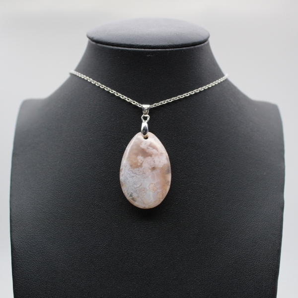 Oval Flower Agate Pendant