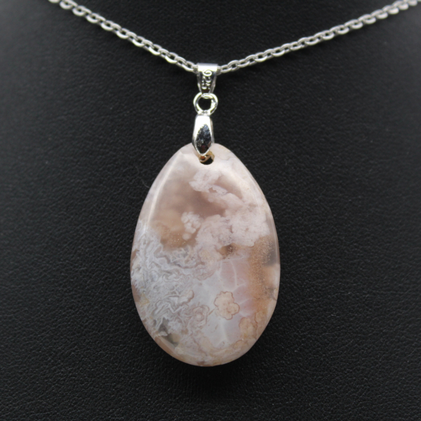 Oval Flower Agate Pendant