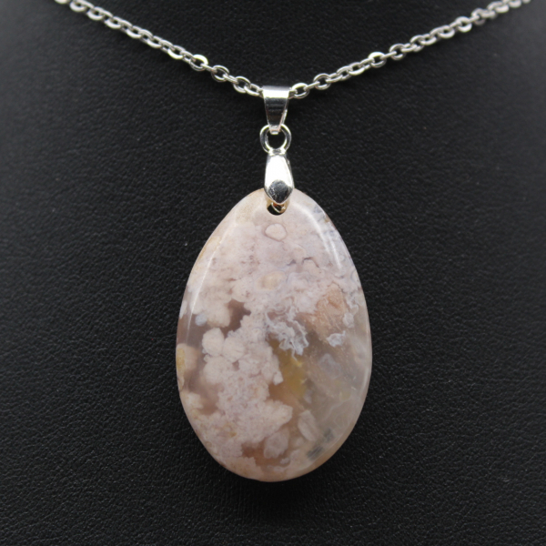 Oval Flower Agate Pendant