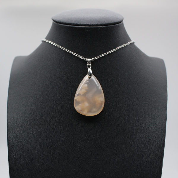 Teardrop Flower Agate Pendant
