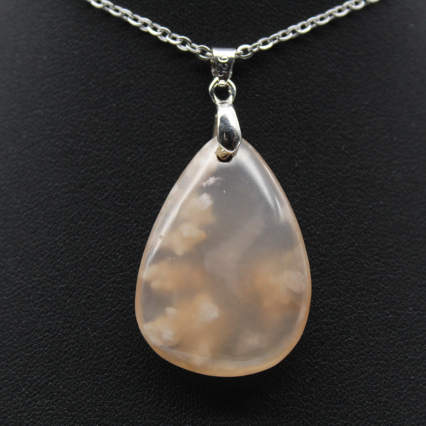 Teardrop Flower Agate Pendant