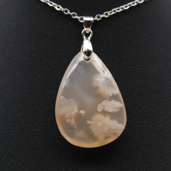 Teardrop Flower Agate Pendant