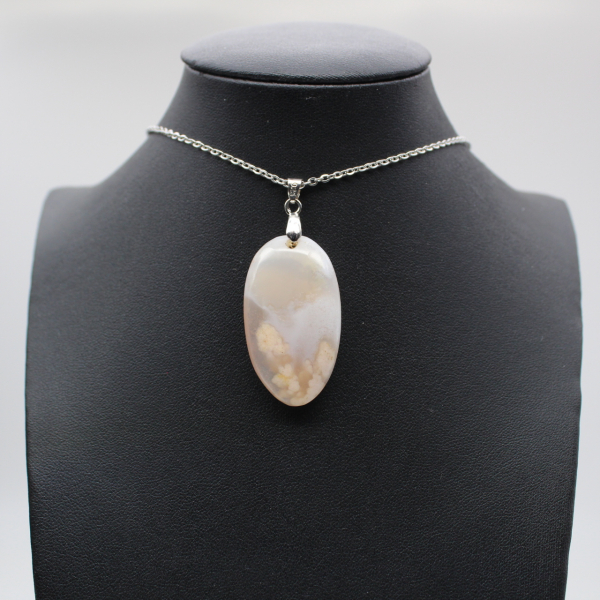 Oval Flower Agate Pendant