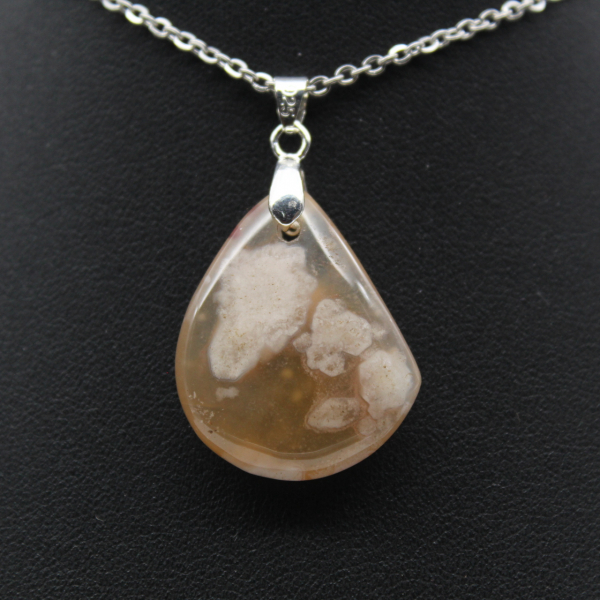 Flower Agate Teardrop Pendant