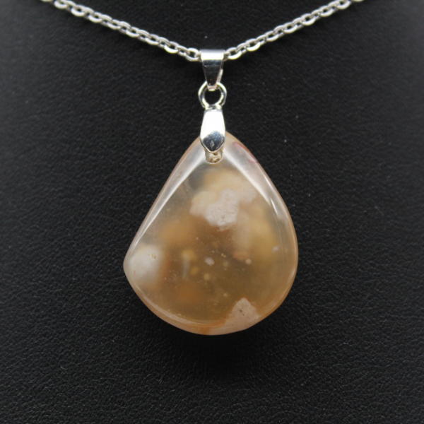 Flower Agate Teardrop Pendant