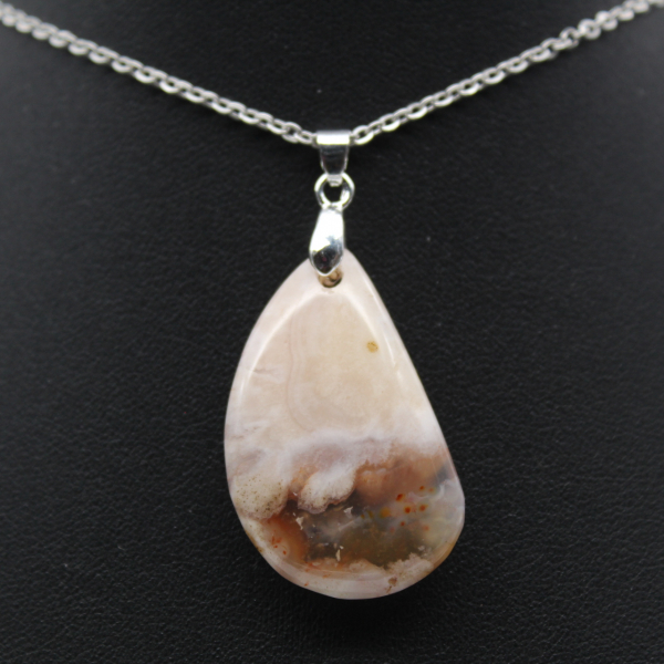 Flower Agate Teardrop Pendant