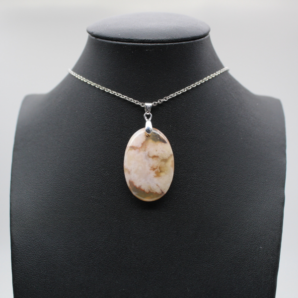 Teardrop Flower Agate Pendant