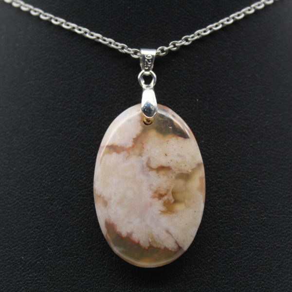 Flower Agate Oval Pendant