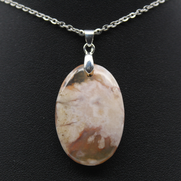 Flower Agate Oval Pendant