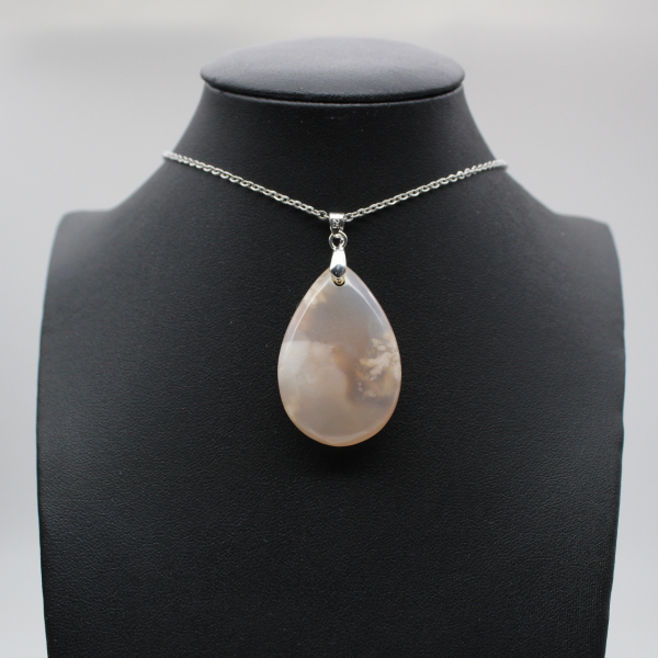 Flower Agate Teardrop Pendant