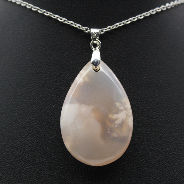 Flower Agate Teardrop Pendant