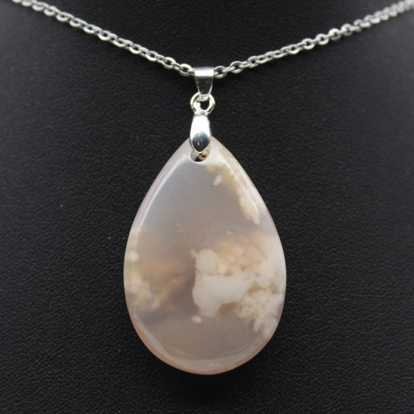 Flower Agate Teardrop Pendant