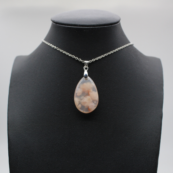 Flower Agate Teardrop Pendant