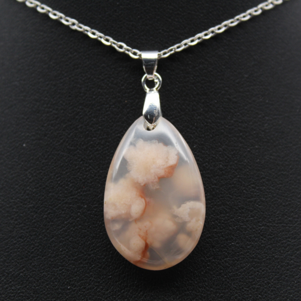 Flower Agate Teardrop Pendant