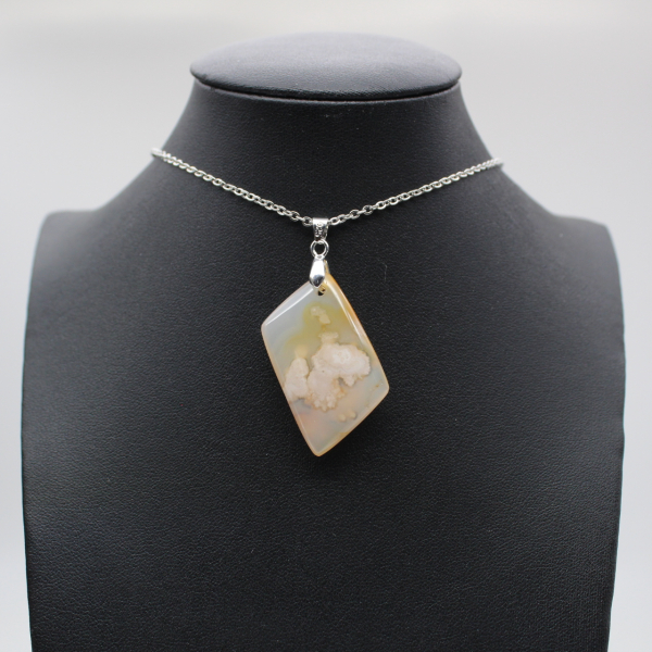 Flower Agate Diamond Pendant