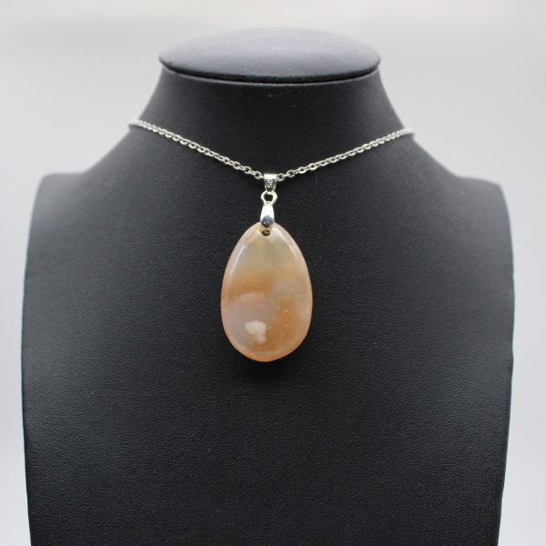 Flower Agate Teardrop Pendant