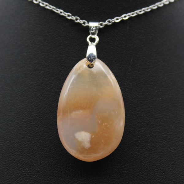 Flower Agate Teardrop Pendant