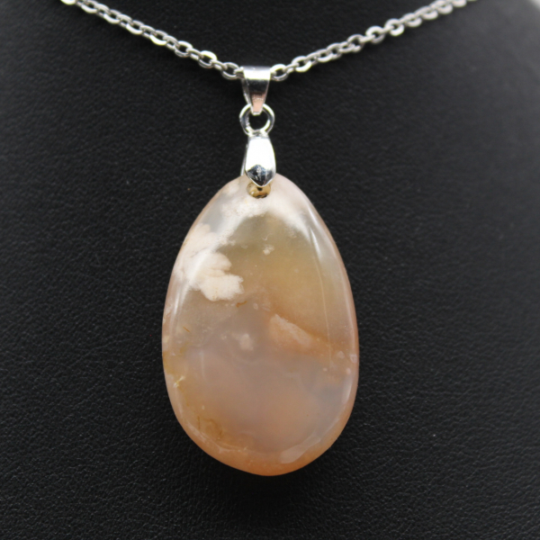 Flower Agate Teardrop Pendant