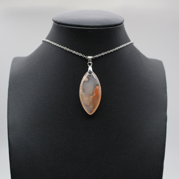 Teardrop Flower Agate Pendant