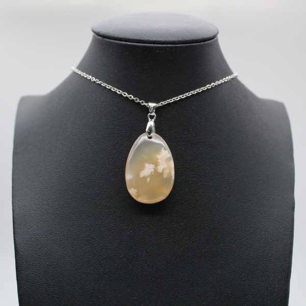 Flower Agate Teardrop Pendant