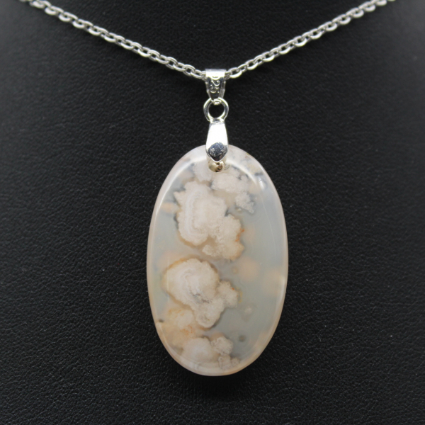 Oval Flower Agate Pendant