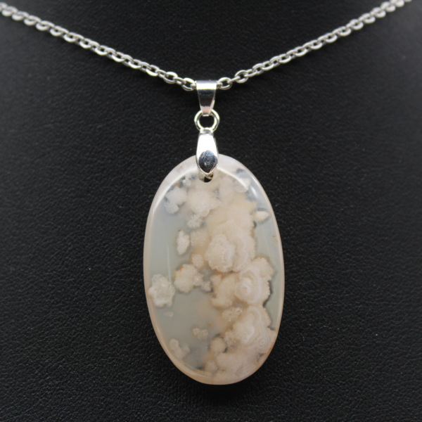 Oval Flower Agate Pendant