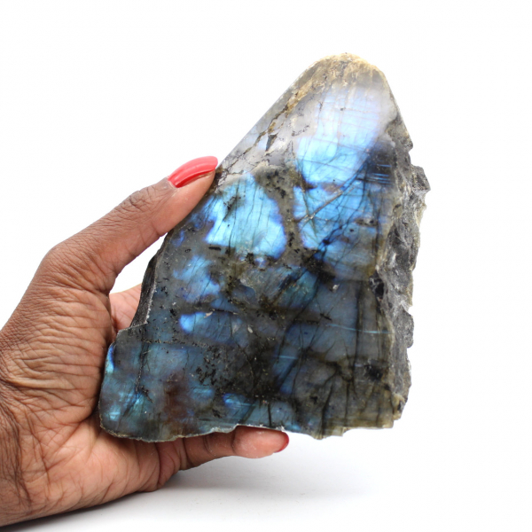 Natural Collectible White Labradorite, One-Sided Polished