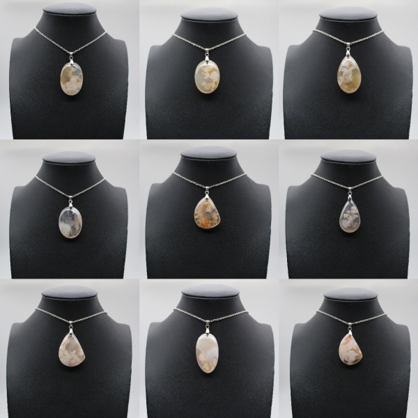 Oval Flower Agate Pendant